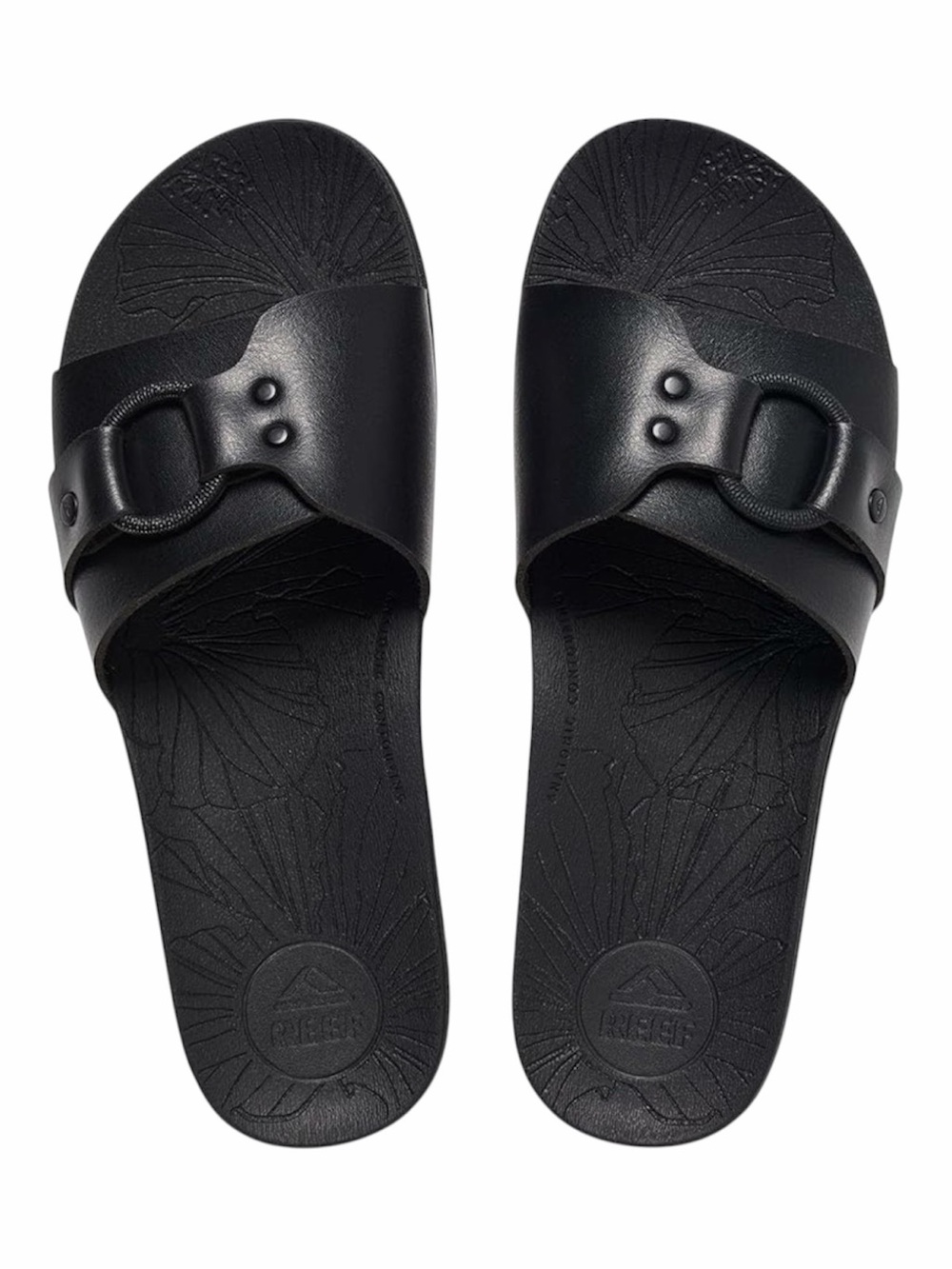 Reef Soho Cruz Black Slide Sandals with Ring Accent 9.5